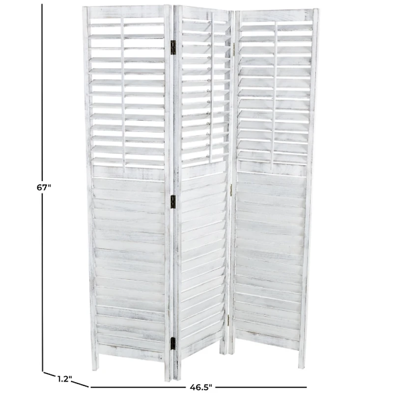 Rustic White Shutter Trifold Room Divider