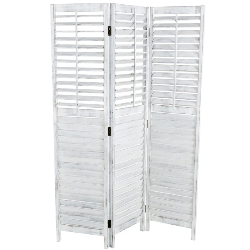Rustic White Shutter Trifold Room Divider