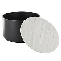 White Marble & Black Metal Storage Coffee Table