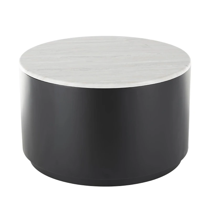 White Marble & Black Metal Storage Coffee Table