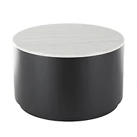 White Marble & Black Metal Storage Coffee Table