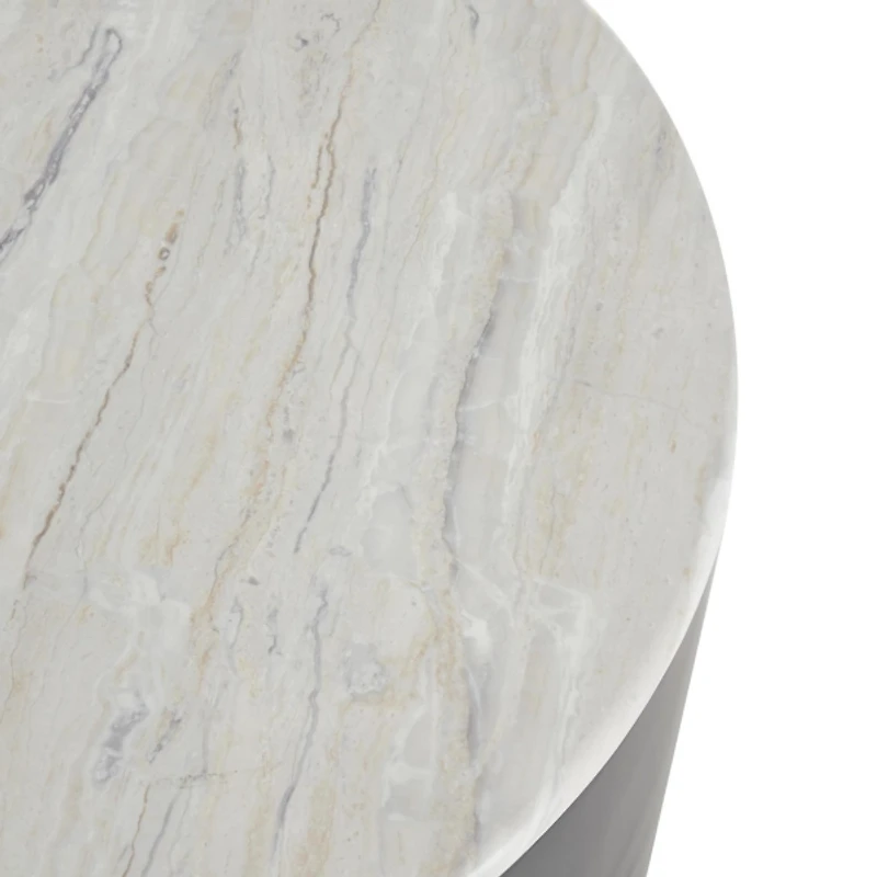 White Marble & Black Metal Storage Coffee Table