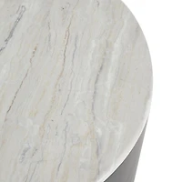 White Marble & Black Metal Storage Coffee Table