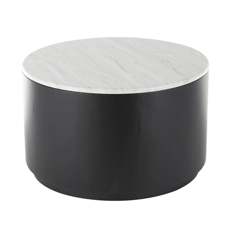 White Marble & Black Metal Storage Coffee Table