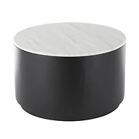 White Marble & Black Metal Storage Coffee Table