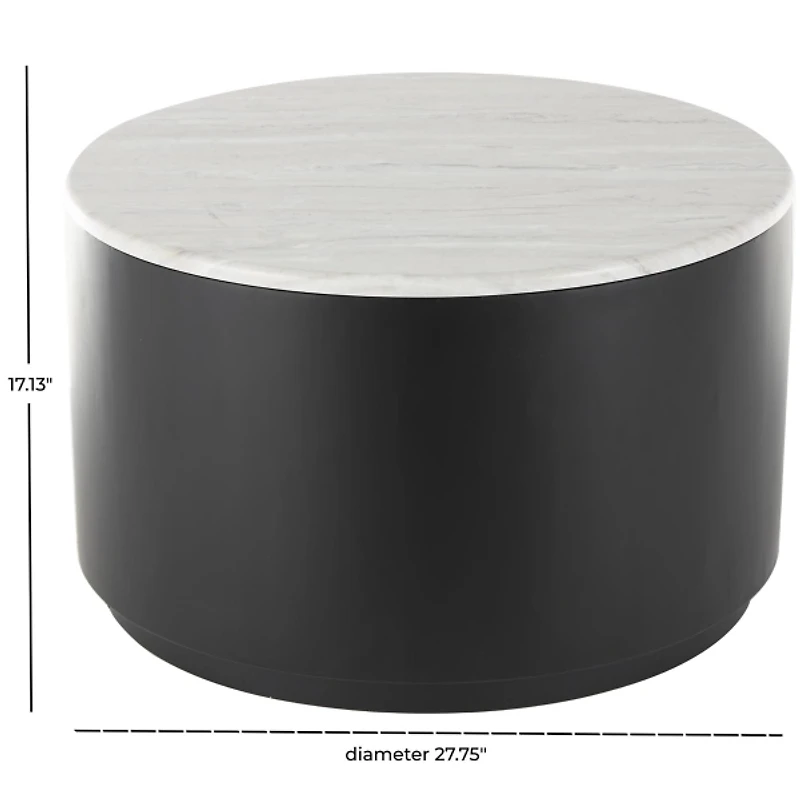 White Marble & Black Metal Storage Coffee Table