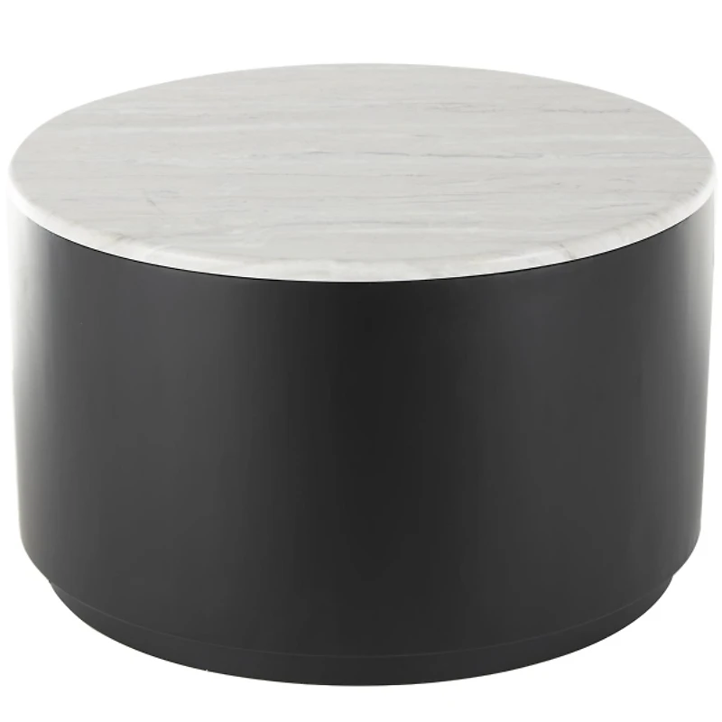 White Marble & Black Metal Storage Coffee Table