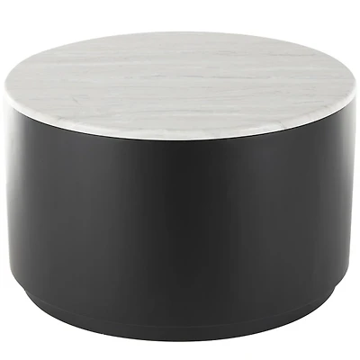 White Marble & Black Metal Storage Coffee Table