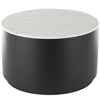 White Marble & Black Metal Storage Coffee Table