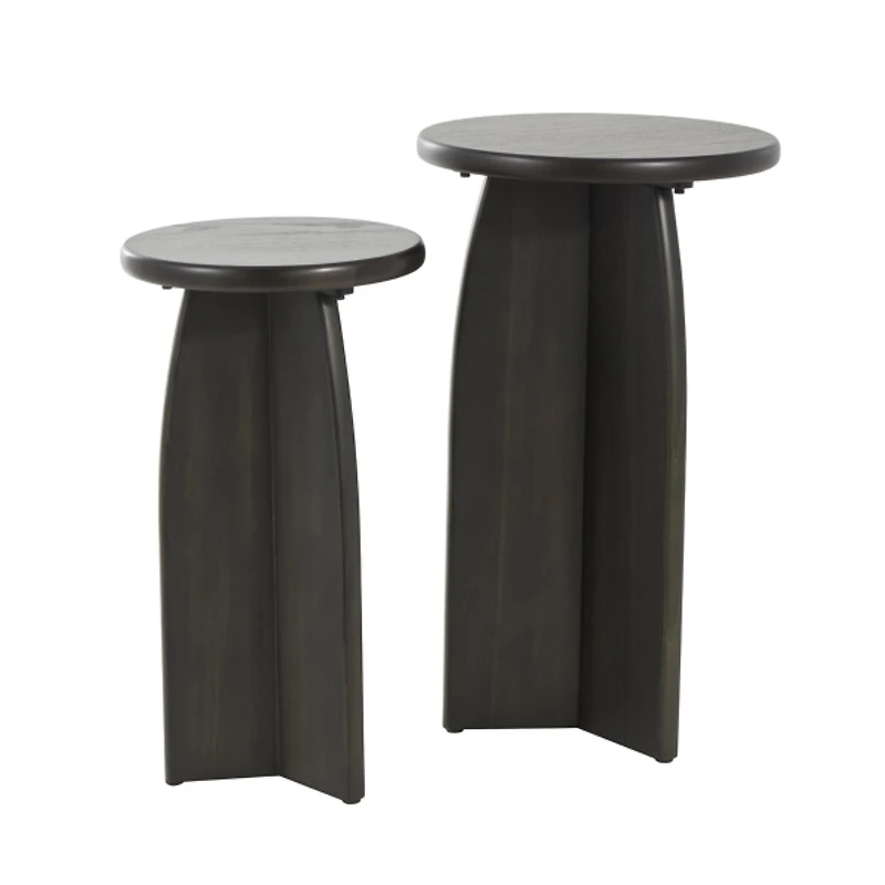 Black Wood Modern Accent Tables, Set of 2