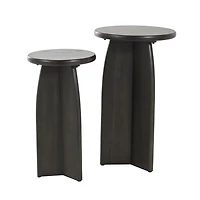 Black Wood Modern Accent Tables, Set of 2