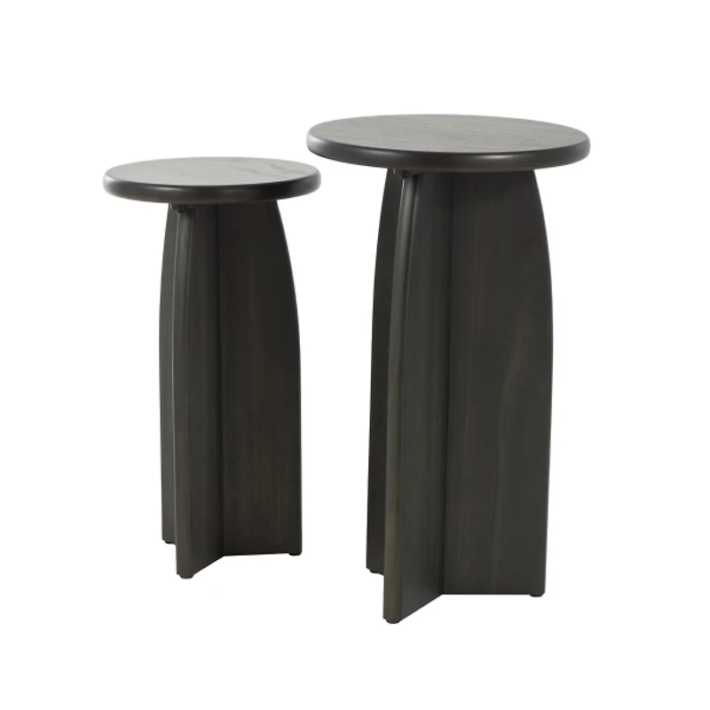 Black Wood Modern Accent Tables, Set of 2