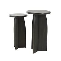 Black Wood Modern Accent Tables, Set of 2