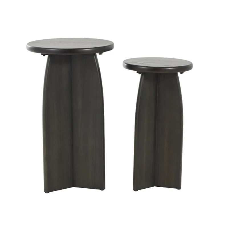Black Wood Modern Accent Tables, Set of 2