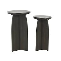 Black Wood Modern Accent Tables, Set of 2