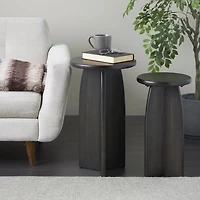 Black Wood Modern Accent Tables, Set of 2