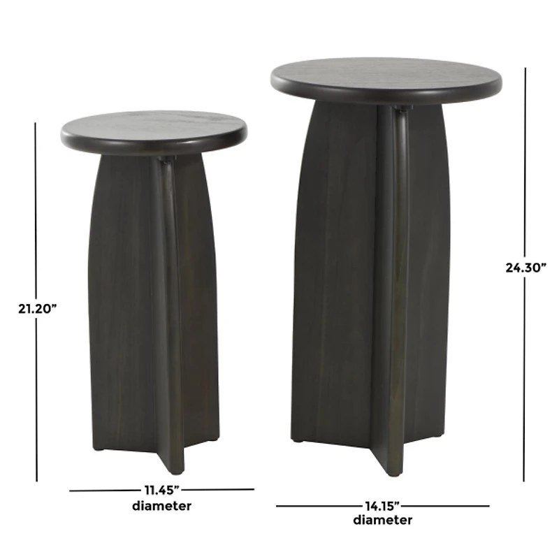 Black Wood Modern Accent Tables, Set of 2