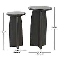 Black Wood Modern Accent Tables, Set of 2