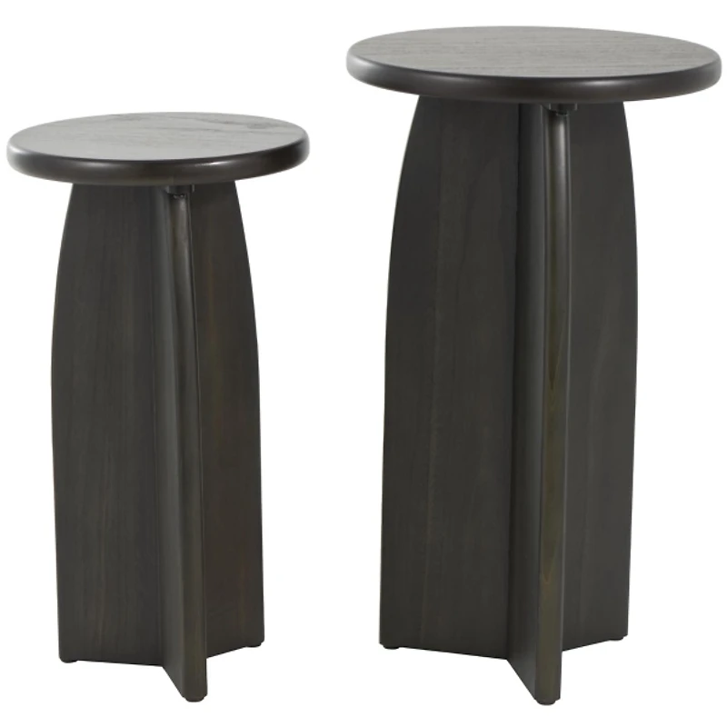 Black Wood Modern Accent Tables, Set of 2