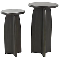 Black Wood Modern Accent Tables, Set of 2