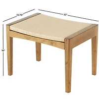 Woven Rope and Birch Wood Stool Ottoman