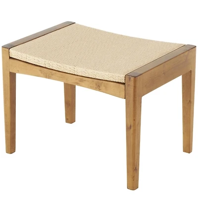 Woven Rope and Birch Wood Stool Ottoman