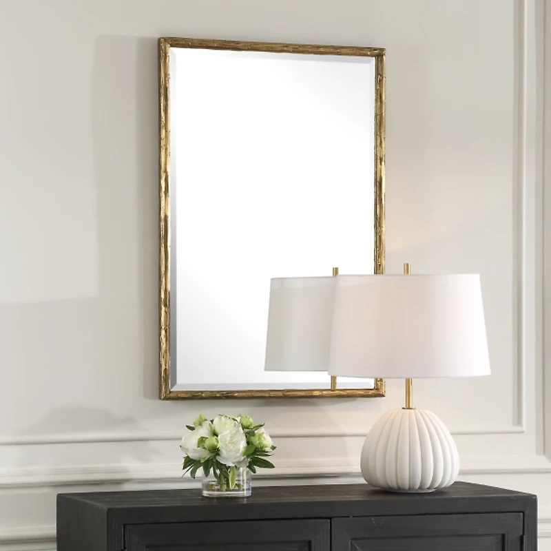 Sutton Distressed Gold Frame Wall Mirror