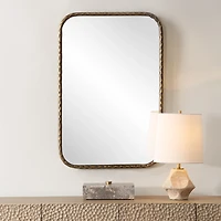 Aged Bronze Hammered Metal Wall Mirror