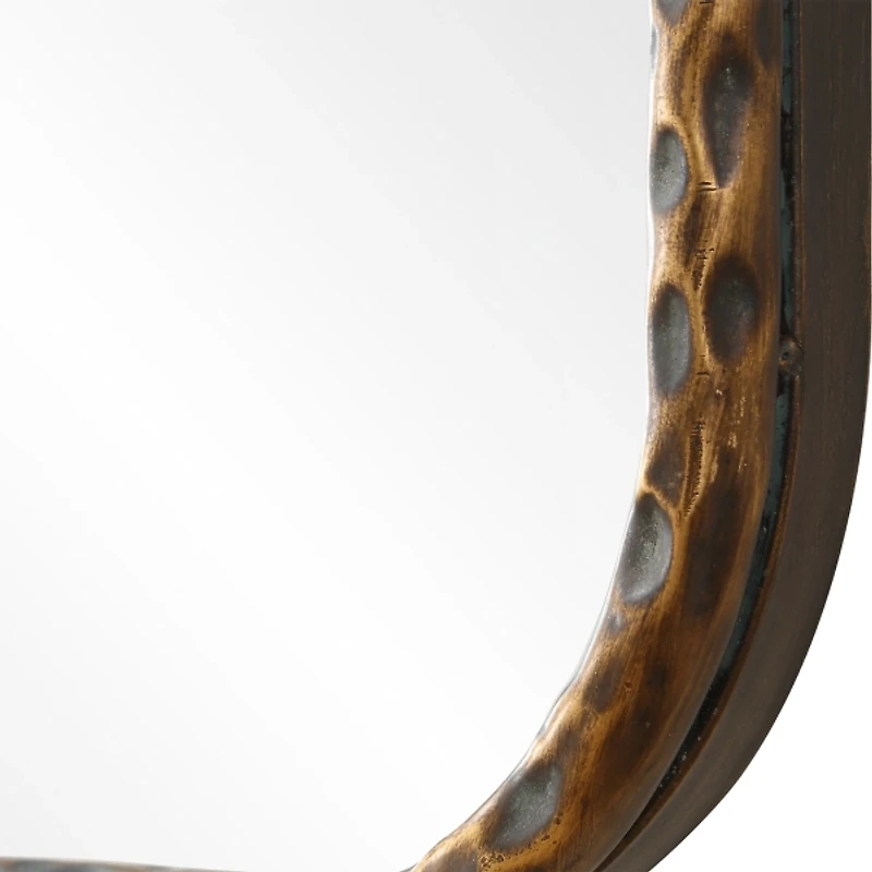 Aged Bronze Hammered Metal Wall Mirror