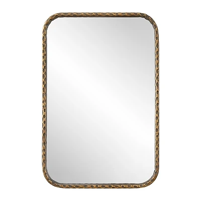 Aged Bronze Hammered Metal Wall Mirror