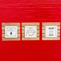 Tabletop Wood Plank Christmas Plaques, Set of 3