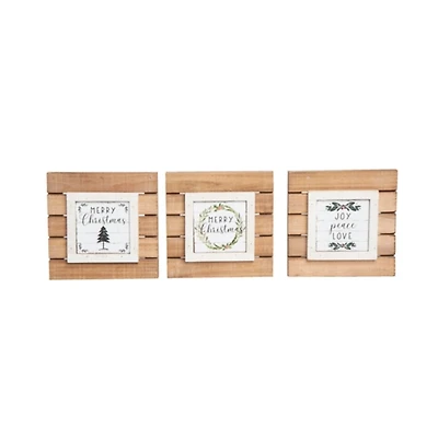 Tabletop Wood Plank Christmas Plaques, Set of 3