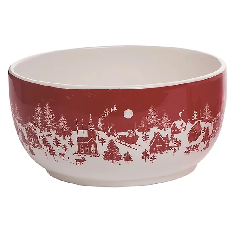 Red & White Toile Christmas Bowls, Set of 3