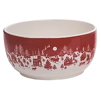 Red & White Toile Christmas Bowls, Set of 3