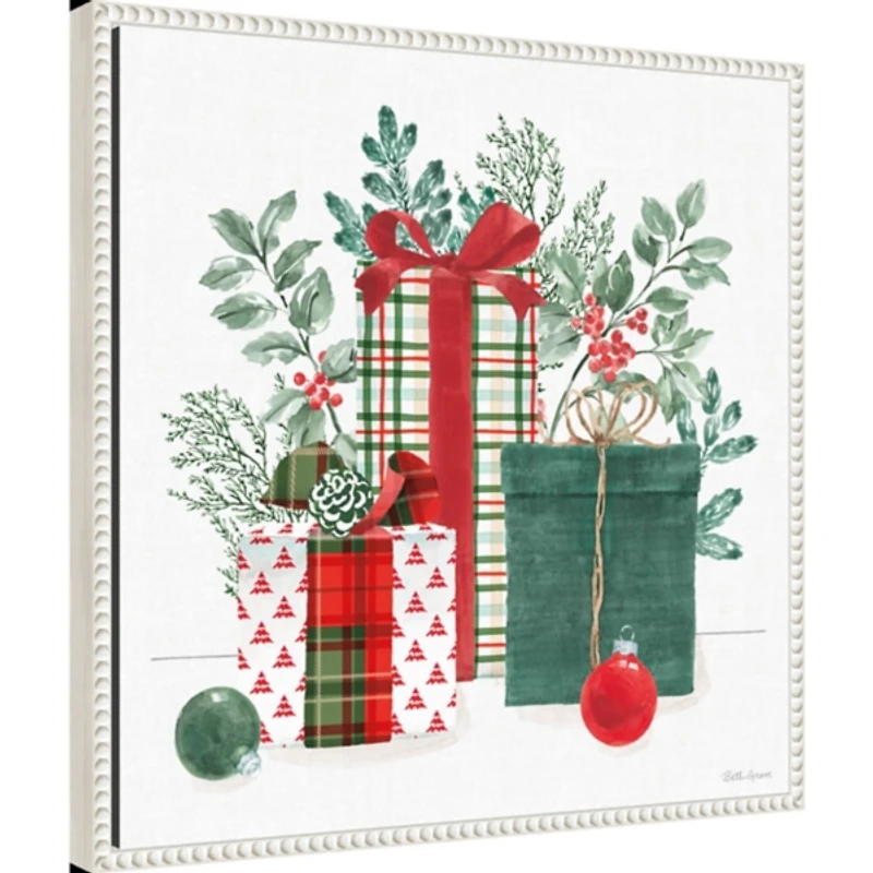 Classic Christmas Gifts Framed Canvas Art Print