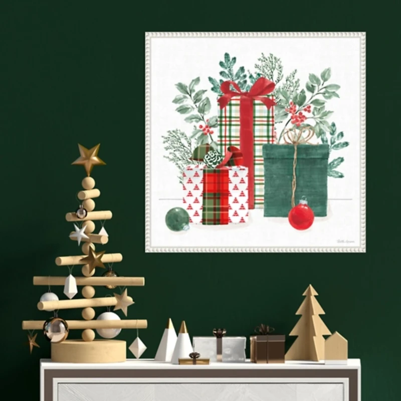 Classic Christmas Gifts Framed Canvas Art Print