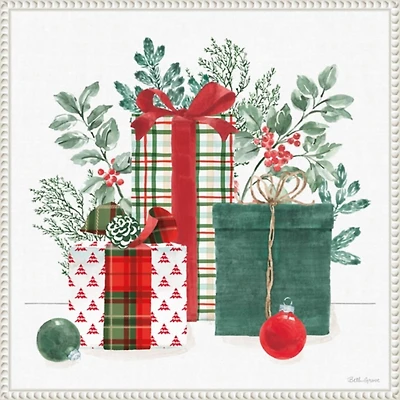 Classic Christmas Gifts Framed Canvas Art Print