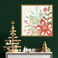 Elegant Poinsettia Framed Canvas Art Print