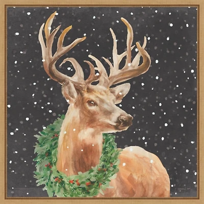 Holiday Stag Framed Canvas Art Print