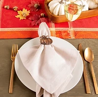 Bronze Metal Pumpkin Napkin Rings, Set of 6