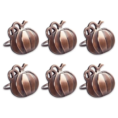 Bronze Metal Pumpkin Napkin Rings, Set of 6
