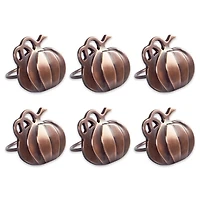 Bronze Metal Pumpkin Napkin Rings, Set of 6