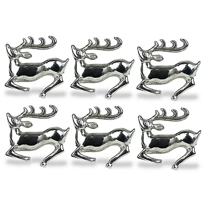 Silver Stag Napkin Rings, Set of 6