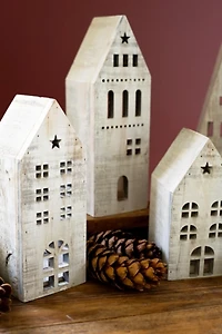 Whitewashed Wood 5-pc. Christmas Village Set