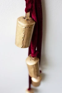 Gold Metal Bell Cluster with Velvet Rope