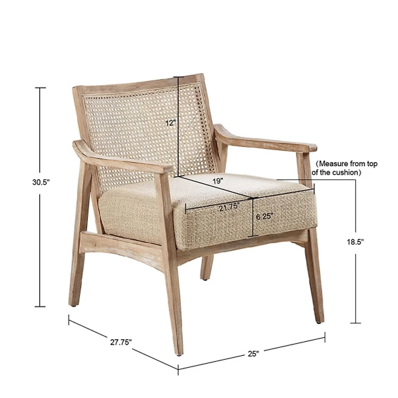 Neutral Wheat Mid-Century Modern Accent Chair