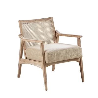 Neutral Wheat Mid-Century Modern Accent Chair