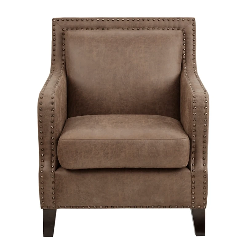 Brown Faux Leather Shayna Accent Chair