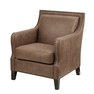 Brown Faux Leather Shayna Accent Chair