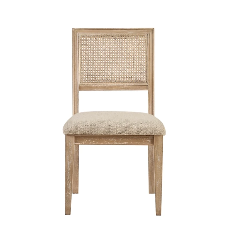 Neutral Woven Back Dining Chairs, Set of 2